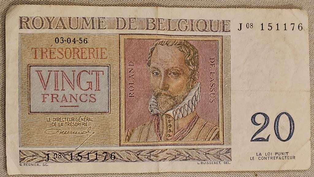 Billet belge de 20 francs 1956
C'est un Be, Enlèvement ou Envoi