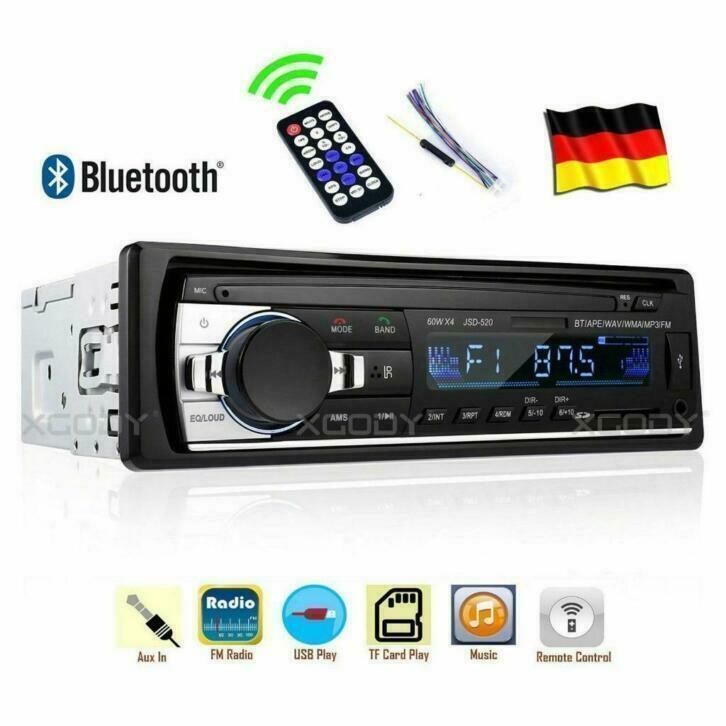 AUTORADIO BLUETOOTH USB SD AUX MP3 4x60W 1DIN, Ophalen, Nieuw