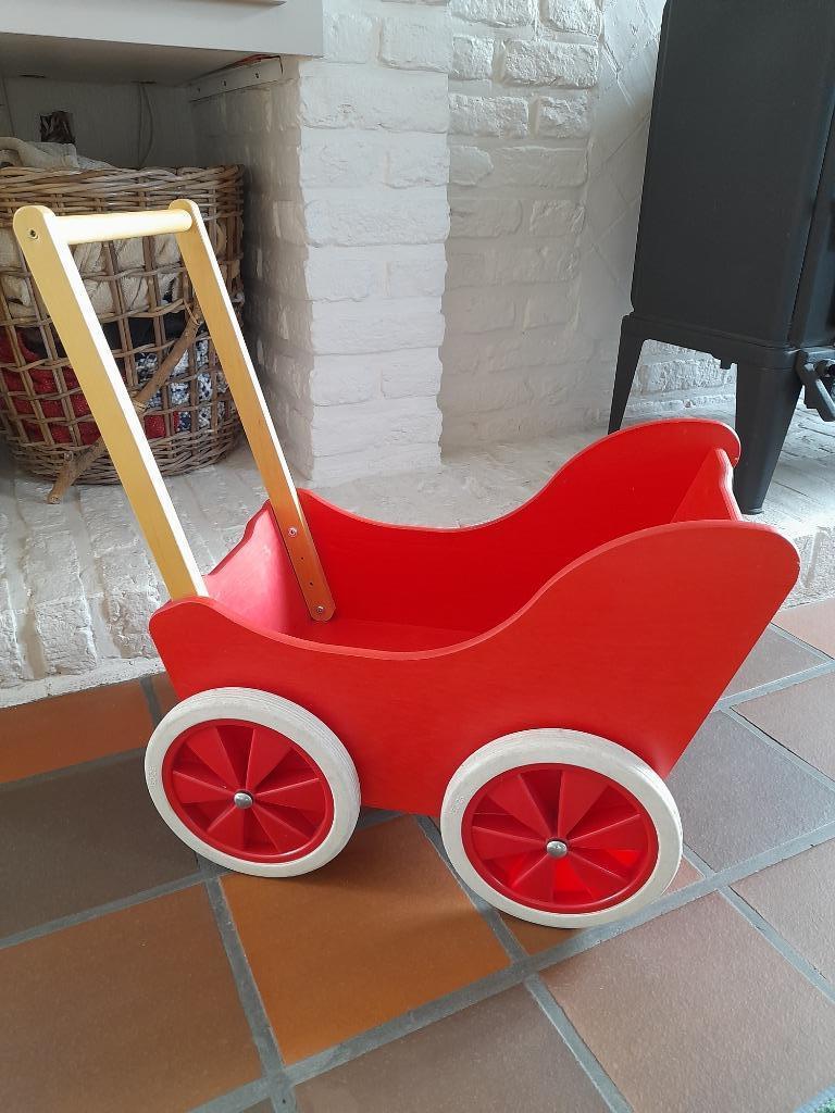 Houten poppenwagen, Kinderen en Baby's, Speelgoed | Houten speelgoed, Ophalen, Gebruikt, Duw- of Trekspeelgoed