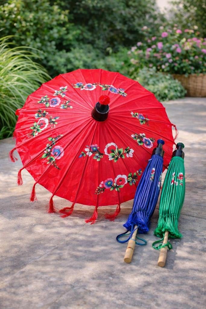 Parapluies à main thaïlandais, 3 pièces, neufs, Enlèvement
