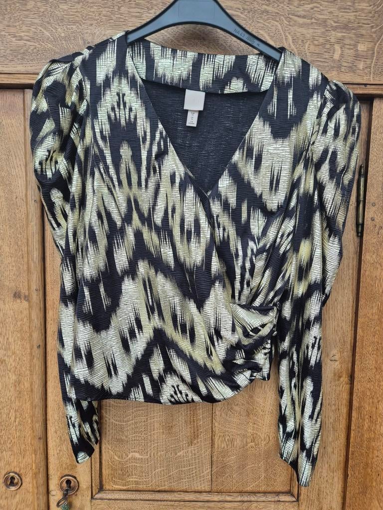 Mooie blouse in zwart en goud  Zeer elegant model  Maat 42, Ophalen of Verzenden, Zo goed als nieuw