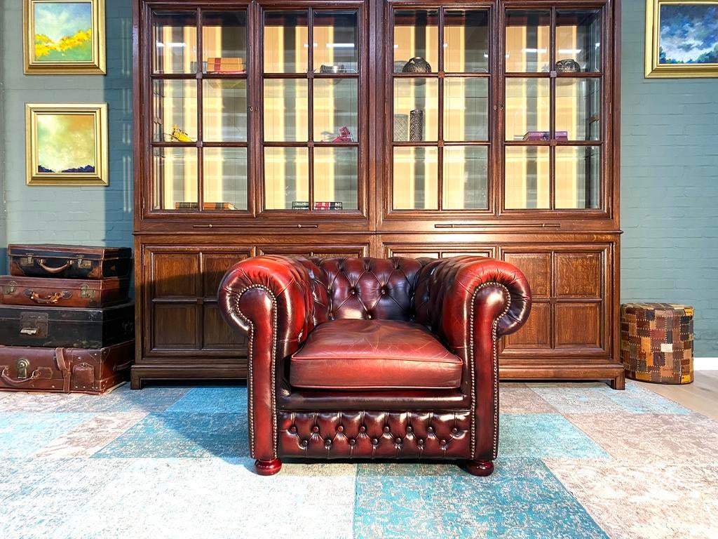 Engels Chesterfield club zetel Oxblood rood, Ophalen of Verzenden
