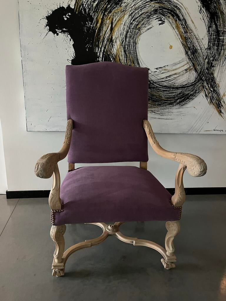 Prachtige handgesneden armstoel, Antiek en Kunst, Antiek | Meubels | Stoelen en Sofa's, Ophalen