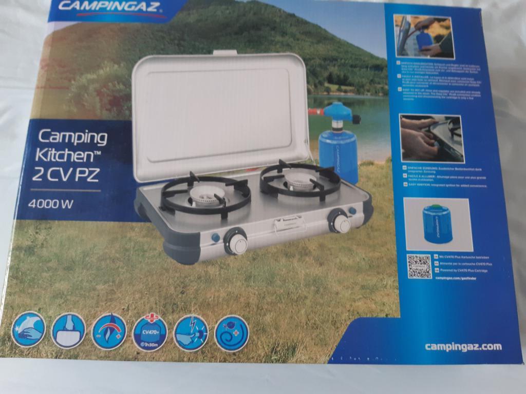 Nieuwe Dubbele kookplaat +4 gaspatronen, Caravans en Kamperen, Kampeeraccessoires, Ophalen, Nieuw