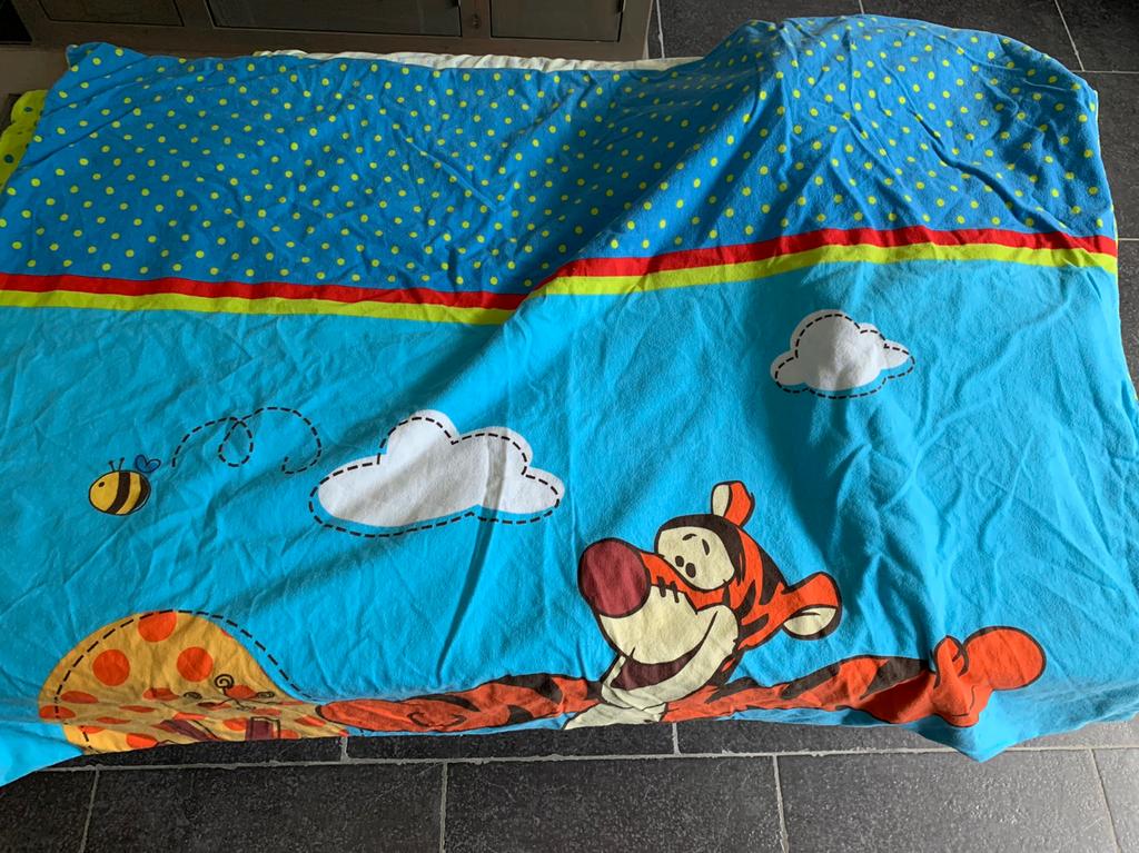 Flanellen dekbedovertrek winnie The pooh 1 pers,, Kinderen en Baby's, Ophalen of Verzenden, Zo goed als nieuw, Dekbedovertrek