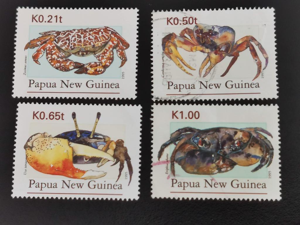 Papoea-Nieuw-Guinea 1995 - onderwaterfauna, krabben, Ophalen of Verzenden, Gestempeld