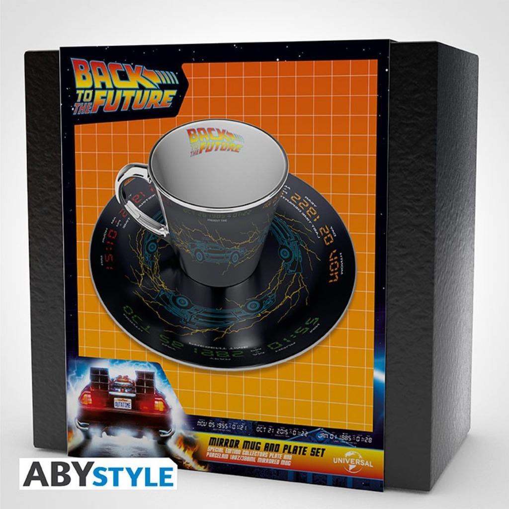 Back To The Future - Mirror mug & plate set - DeLorean, Envoi, Neuf