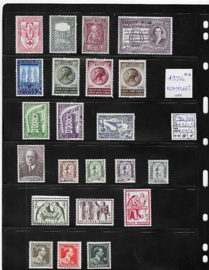 België Jaar 1956 ** kompleet, Postzegels en Munten, Frankeerzegel, Ophalen of Verzenden, Zonder stempel, Postfris