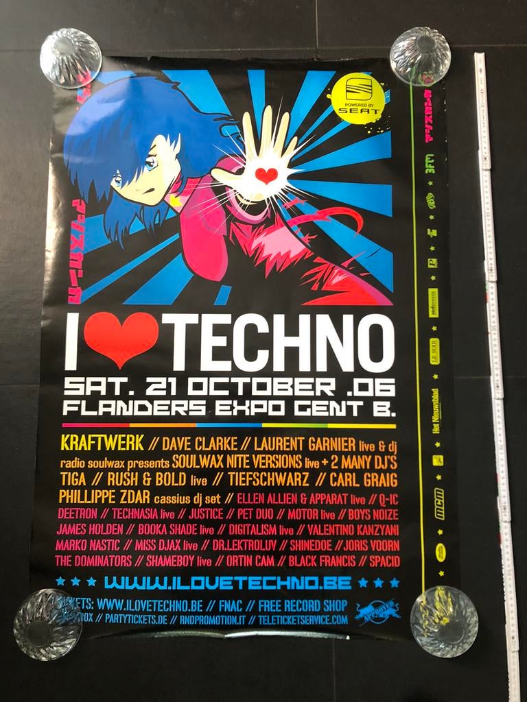 Poster I Love Techno Gent 2006, Collections, Enlèvement ou Envoi, Comme neuf