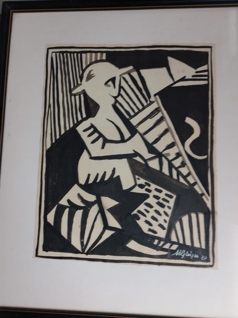 Albert Gleizes  1881 - 1953  Kubistisch Figuur   Inkt, Antiek en Kunst, Kunst | Tekeningen en Fotografie, Verzenden