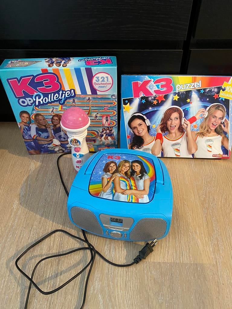 K3 radio-cd, micro, puzzel en gezelschapsspel, Ophalen, Zo goed als nieuw
