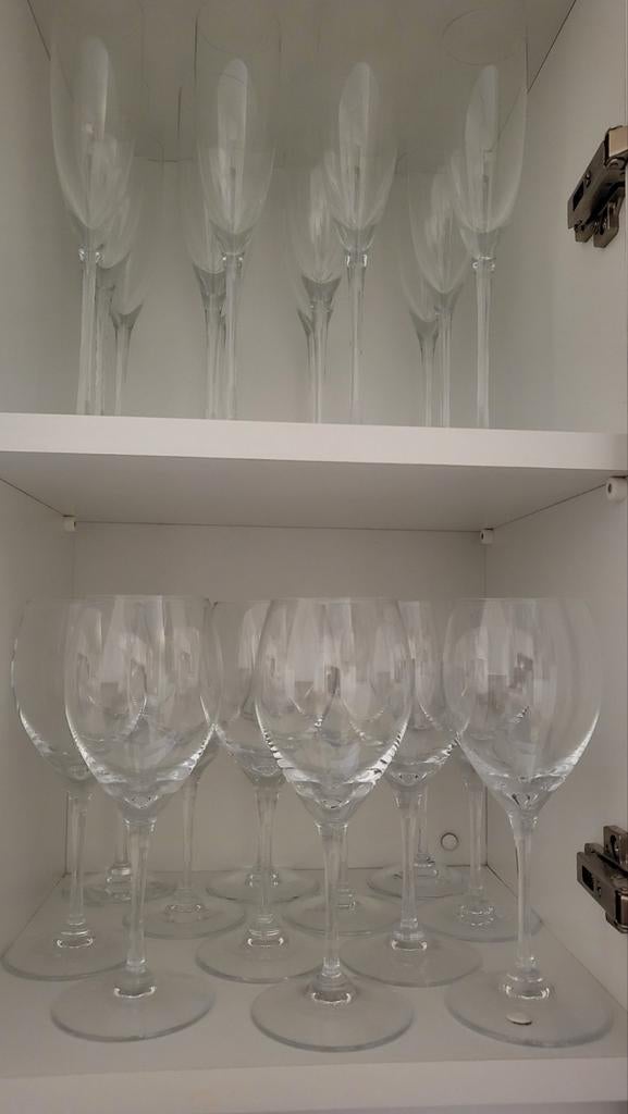 12 witte-,rode wijn,champagne en waterglazen mondgeblazen, Ophalen of Verzenden