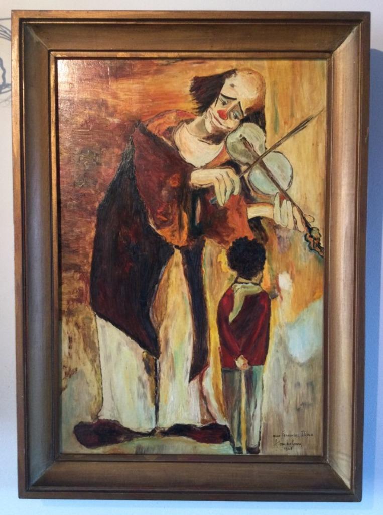 Schilderij "Clown met kind", Antiek en Kunst, Kunst | Schilderijen | Klassiek, Ophalen