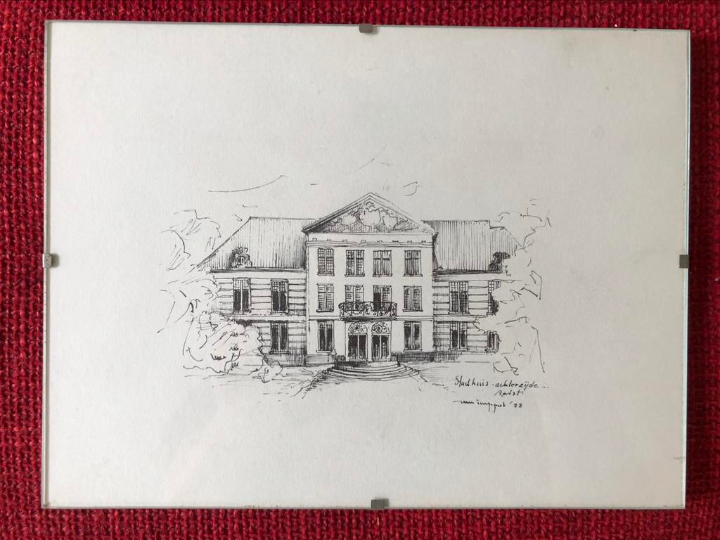 Kader kunstwerk ets Aalst Stadhuis Achterzijde 1988, Antiek en Kunst, Ophalen of Verzenden
