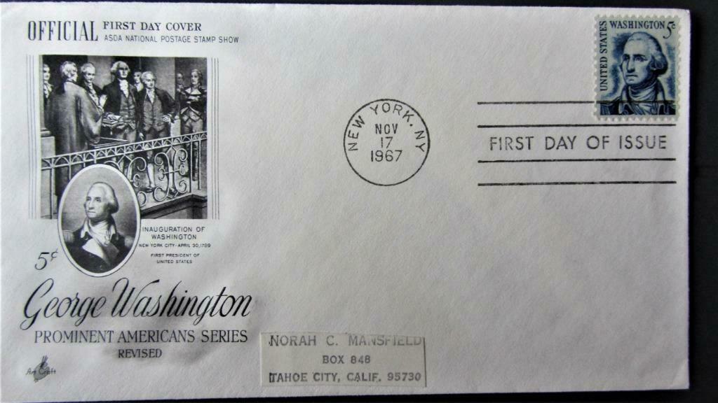 FDC PRESIDENTEN- PRESIDENT GEORGE WASHINGTON, Ophalen of Verzenden, Gestempeld, Overige thema's