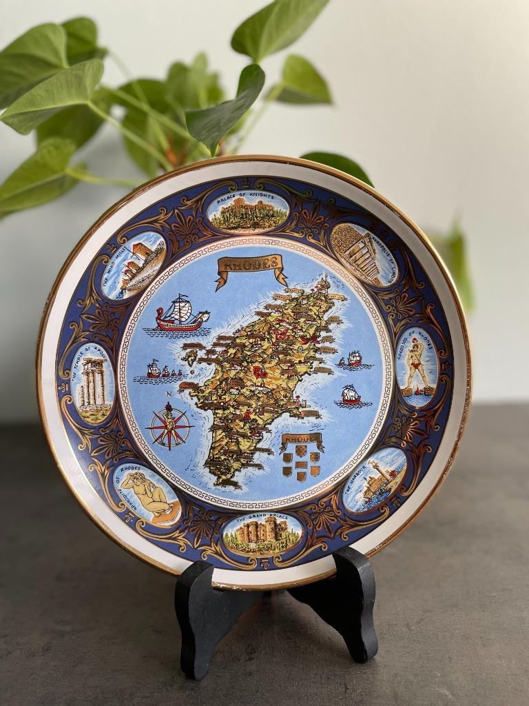 Vintage decoratief bord uit Rhodos, Antiek en Kunst, Ophalen