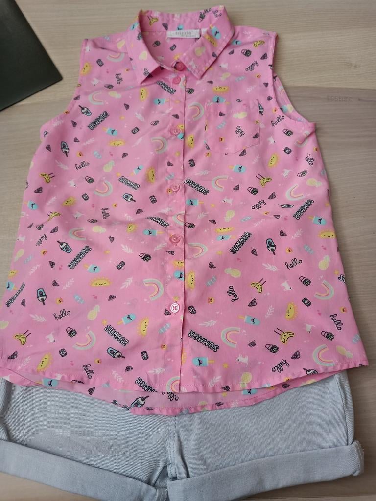Short en bloes 140, Ophalen of Verzenden, Zo goed als nieuw, Meisje, Setje