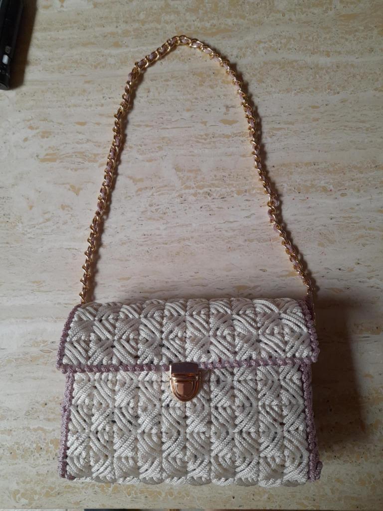NOUVEAU Sac à bandoulière ivoire et mauve clair 'A. Deweer', Enlèvement ou Envoi, Neuf, Autres couleurs, Sac à bandoulière