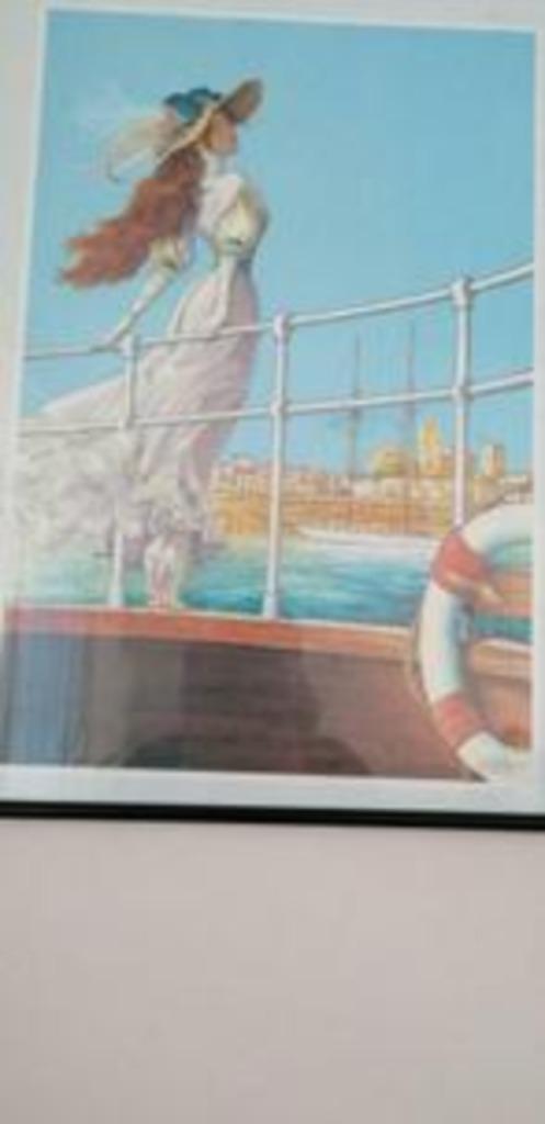 Cadre Laurent viconte signe 87/220 femme 50x70cm, Enlèvement, Comme neuf, Image, Affiche ou Autocollant