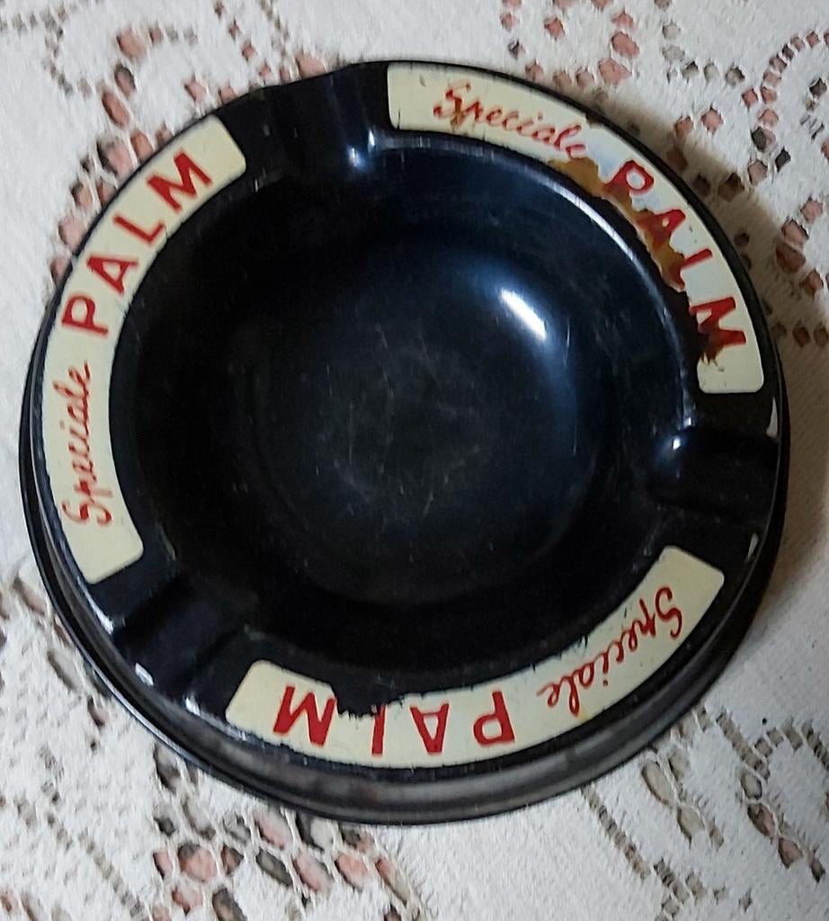 Palm ronde blikken asbak zwarte kleur, Verzamelen, Ophalen of Verzenden, Zo goed als nieuw, Palm