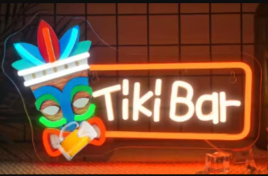 Lampe LED de style néon Tiki Bar (35x21cm), Enlèvement ou Envoi, Neuf, Table lumineuse ou lampe (néon)