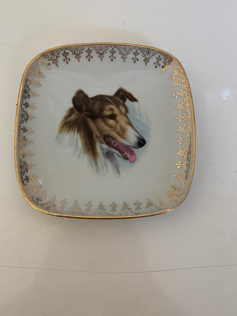 Vintage porselein bordje met hond, Enlèvement