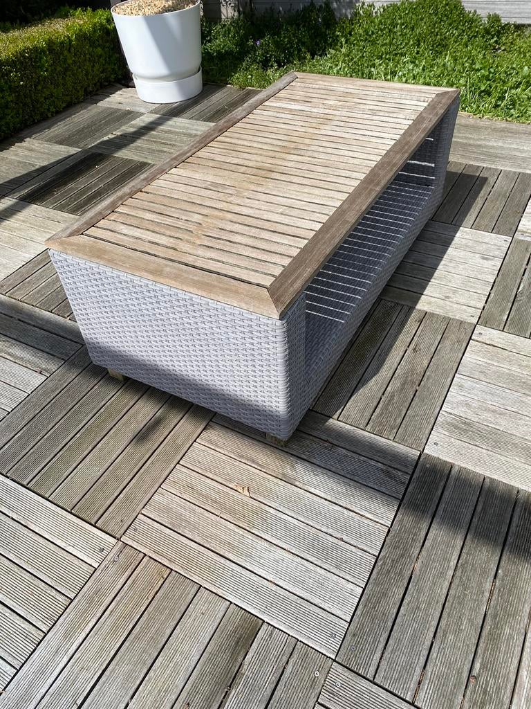 Bijzettafel tuinset LIFE Wicker + hardhout, Ophalen, Kunststof, Gebruikt, Bijzettafel
