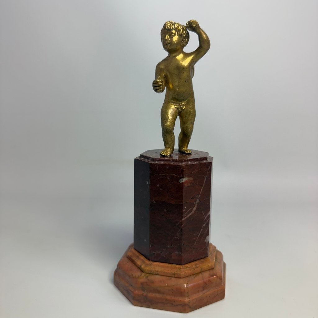 Ange en bronze doré sur socle en marbre, Enlèvement ou Envoi, Bronze