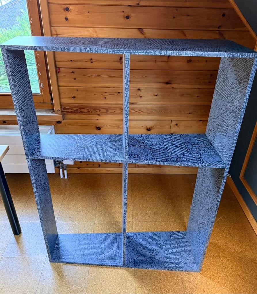 Design boekenrek printsetmotief antraciet +7 leggers, Huis en Inrichting, Kasten | Boekenkasten, Ophalen, Zo goed als nieuw