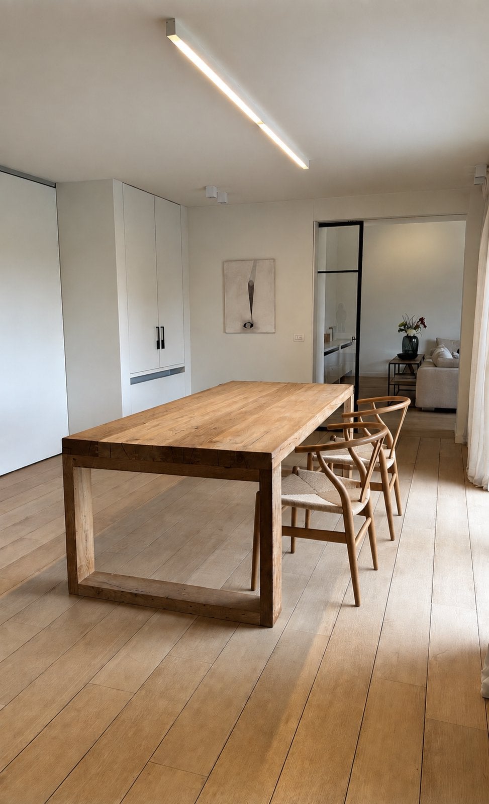 Eettafel in massief eik, Huis en Inrichting, Ophalen, 100 tot 150 cm, Eikenhout, 200 cm of meer