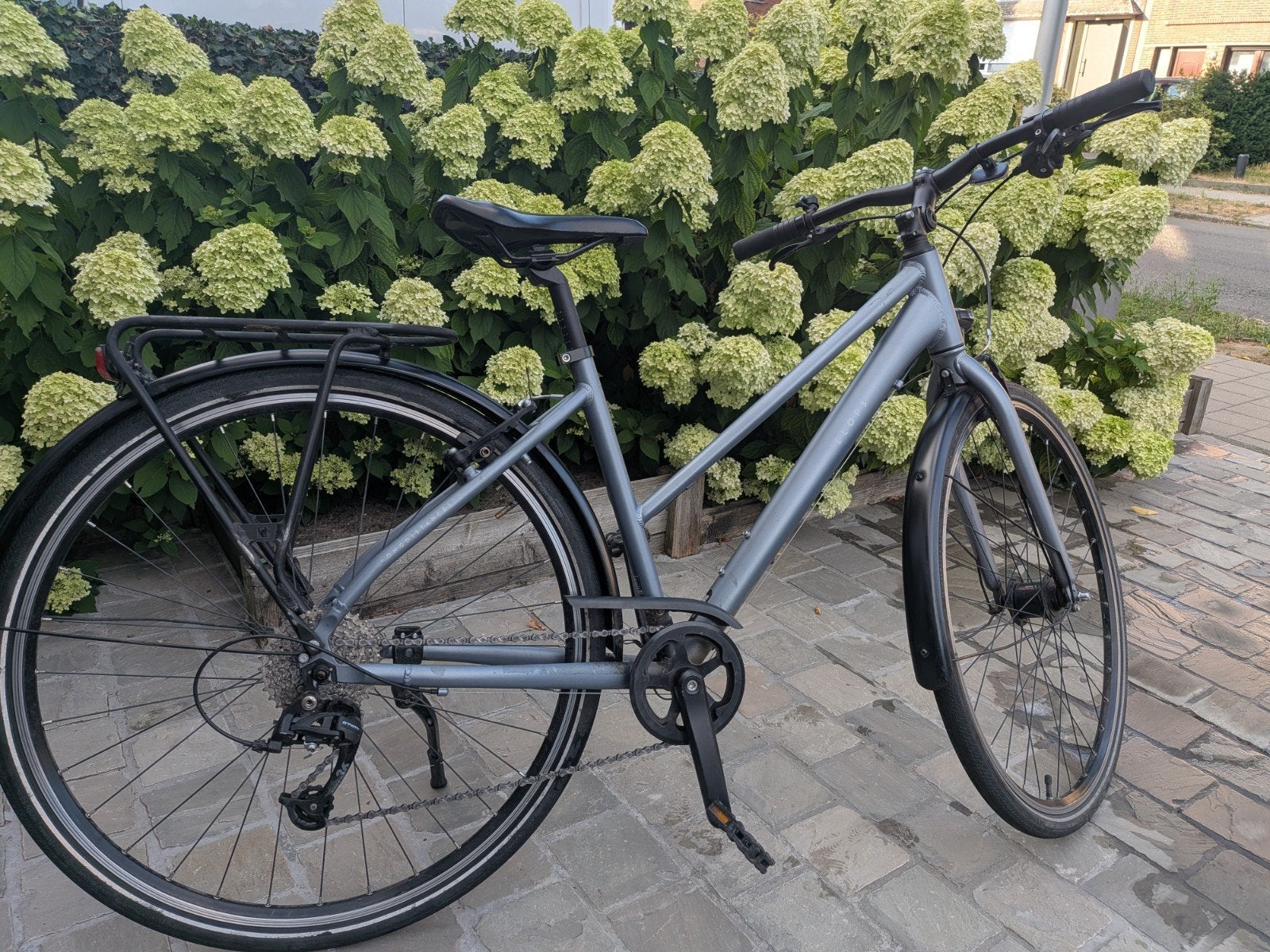 Fiets Elops blauwgrijs metallic kleur, Ophalen, Gebruikt, Velgrem, Versnellingen