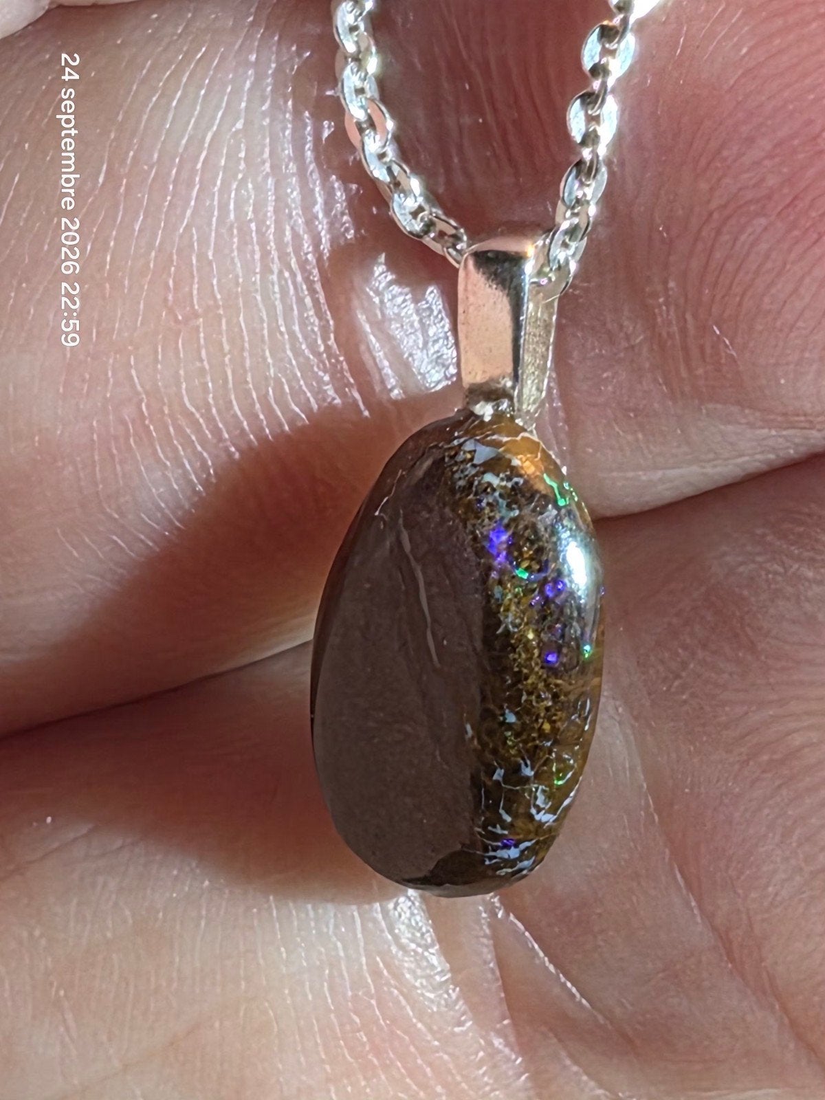 Pendentif en argent sterling avec opale matrix boulder, Neuf, Brun, Enlèvement, Avec pierre précieuse