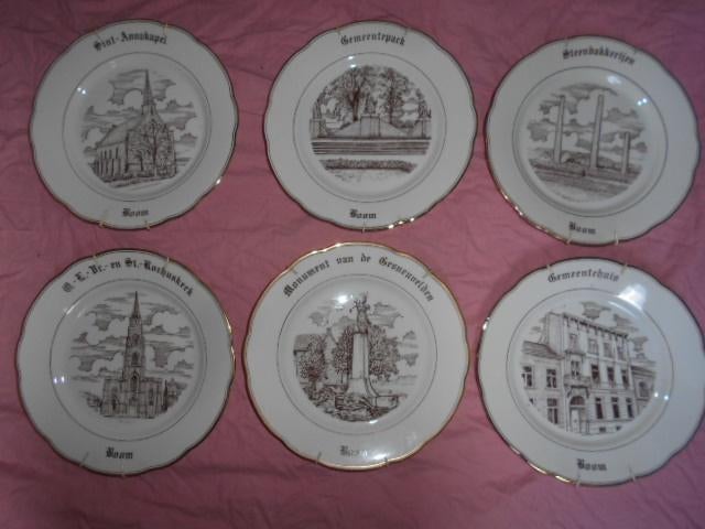 6 magnifiques assiettes en porcelaine - Stad Boom, Enlèvement ou Envoi