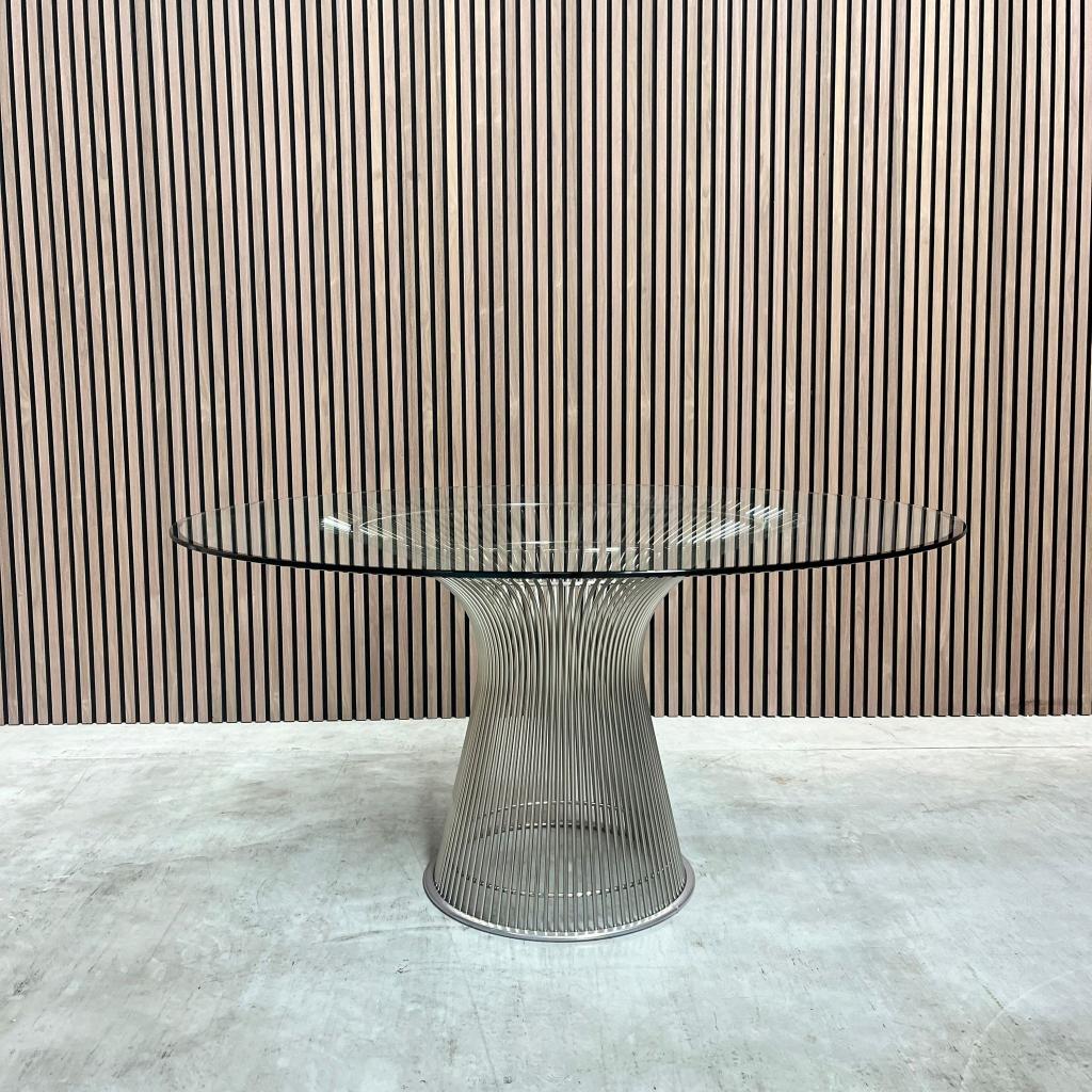 Knoll Warren Platner eettafel - glas/nikkel - 135cm, Enlèvement ou Envoi