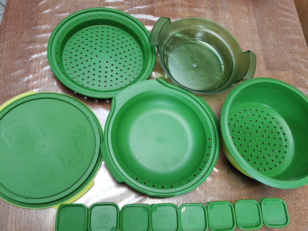 Cuiseur vapeur Tupperware Micro-Vap + ramequin, Enlèvement, Comme neuf, Vert