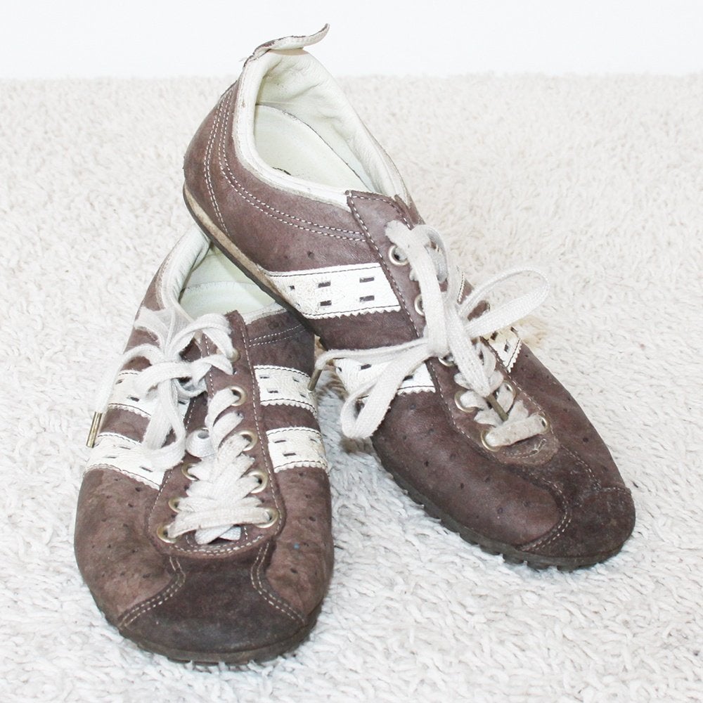 Mooie Vintage Leren Blaster Gympen s15 (Maat 40) € 25,-, Bruin, Verzenden, Zo goed als nieuw, Sneakers