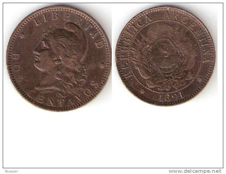 Argentina 2 centavos1891 km 33 vf+, Timbres & Monnaies, Monnaies | Amérique, Envoi, Amérique du Sud, Monnaie en vrac