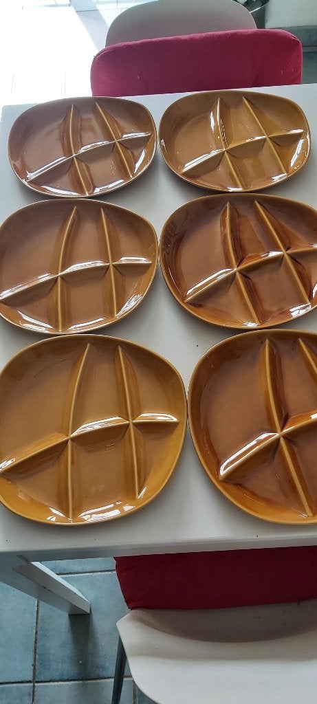 assiettes à fondue vintage, Assiettes(s), Vintage, Comme neuf, Céramique