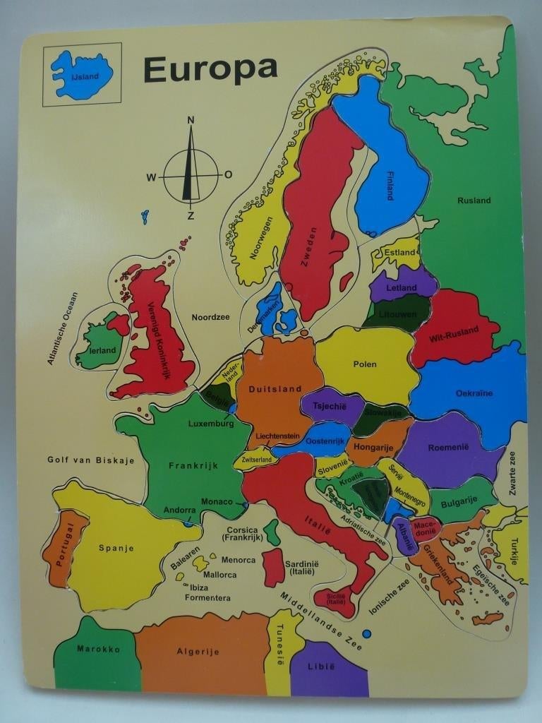 houten puzzel Europa, Ophalen of Verzenden, Minder dan 500 stukjes, Gebruikt, Legpuzzel