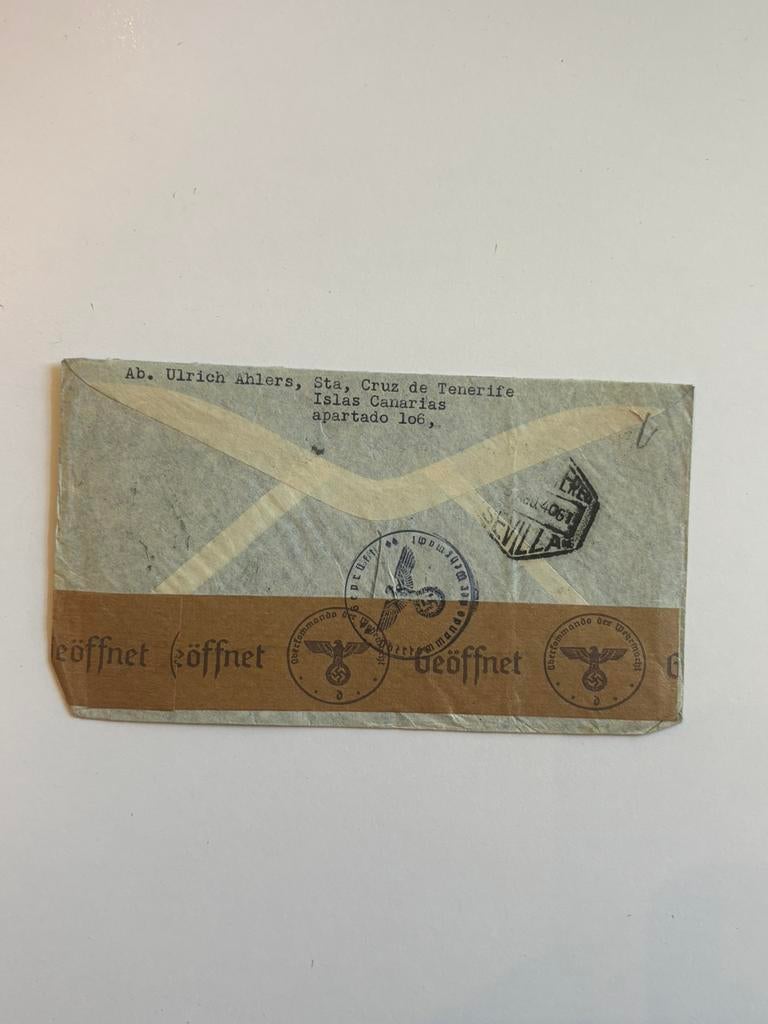 Post  Spanje via Italië naar Duistland WO II censuur, Timbres & Monnaies, Lettres & Enveloppes | Étranger, Enlèvement ou Envoi