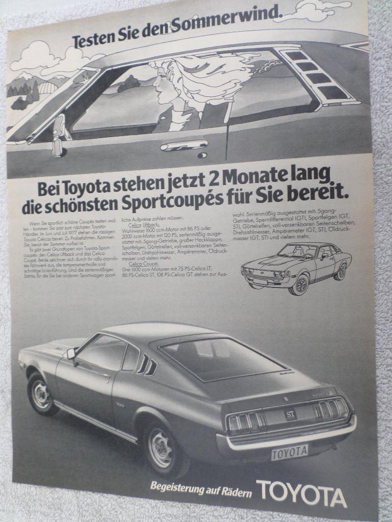 Publicité de la Toyota Celica Mk 1, Enlèvement ou Envoi, Toyota