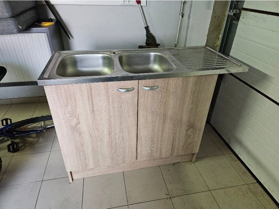 Evier avec meuble et siphon, Huis en Inrichting, Keuken | Keukenelementen, Ophalen, Gebruikt