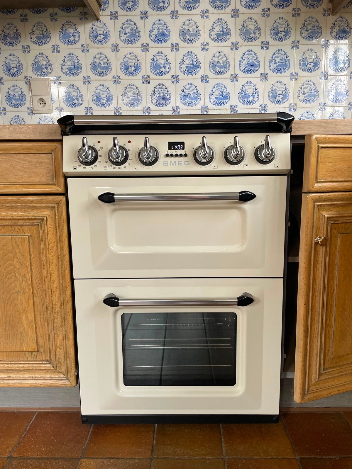 SMEG fornuis met dubbele oven, minder dan 1 jaar oud, Ophalen, Zo goed als nieuw