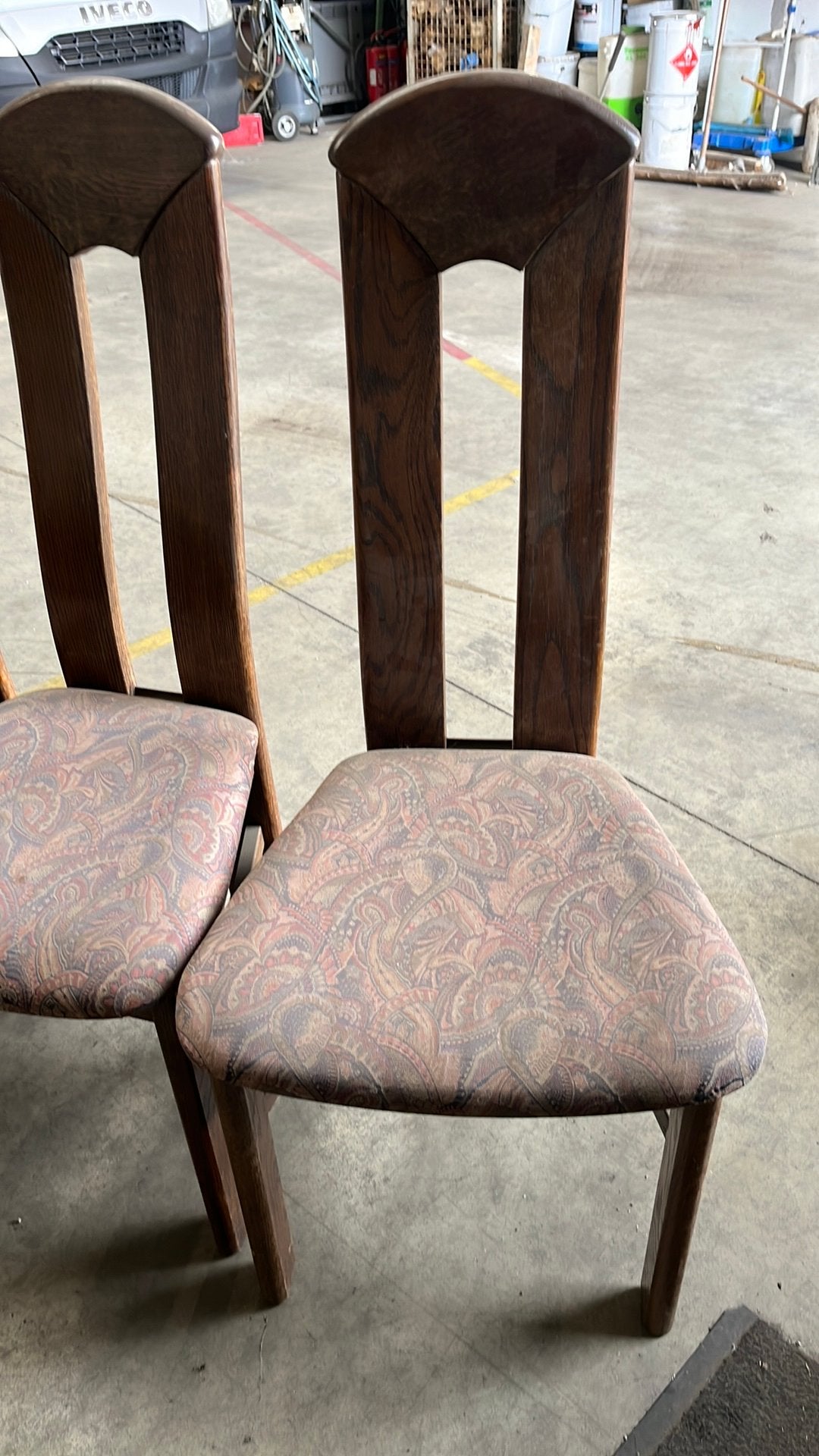 4 eiken stoelen met stoffen zitting, Bois, Enlèvement, Utilisé, Bleu