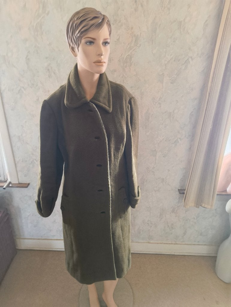 Manteau vintage en laine vert olive — Kreation Kärner (SKM), Vêtements | Hommes, Enlèvement, Comme neuf, Vert
