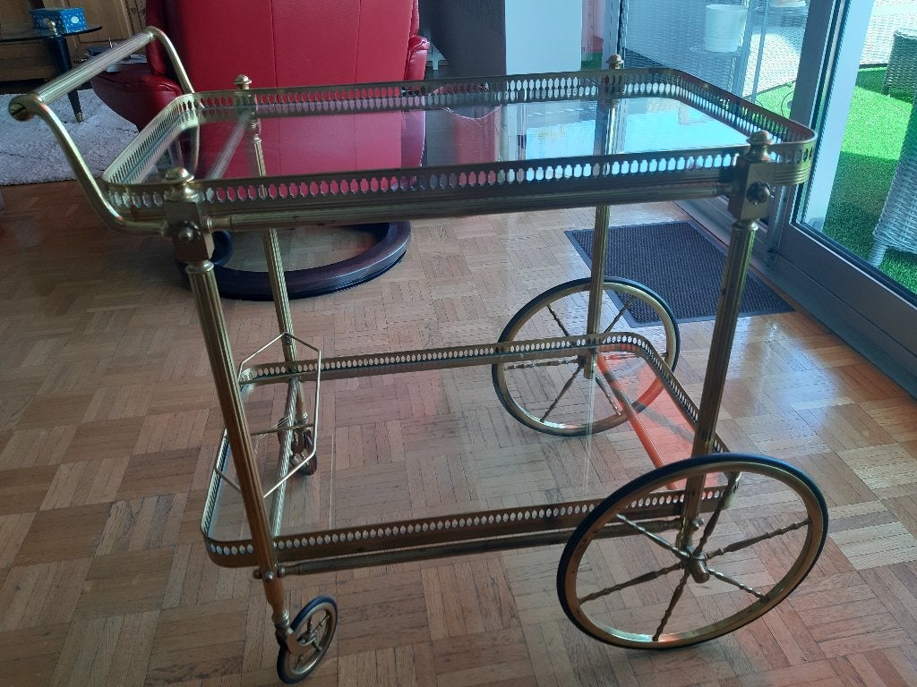 Desserte sur roulettes, Huis en Inrichting, Tafels | Sidetables, Ophalen, Gebruikt, 50 tot 100 cm, Glas