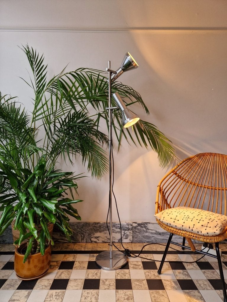 Vintage space-age spotlamp | staande lamp | vloerlamp, Huis en Inrichting, Ophalen, Gebruikt, 100 tot 150 cm, Vintage