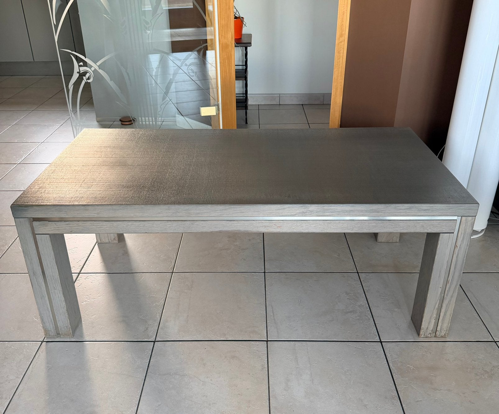 Table de salon avec tiroir en chêne, Maison & Meubles, 100 à 150 cm, Enlèvement, Utilisé, Chêne