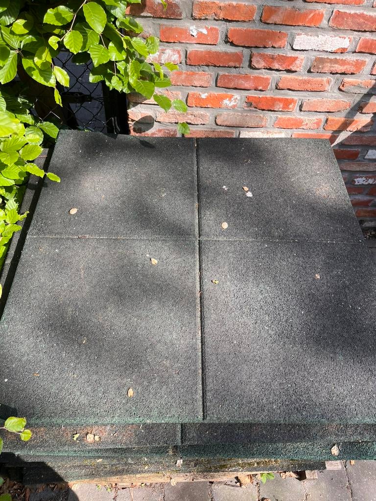 Rubber terras matten groen 100x100 cm 2,5cmdik, Tuin en Terras, Ophalen of Verzenden, Gebruikt
