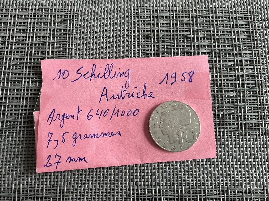 Pièce argent 640/1000 Autriche 10 Schillings, Enlèvement, Autriche, Argent